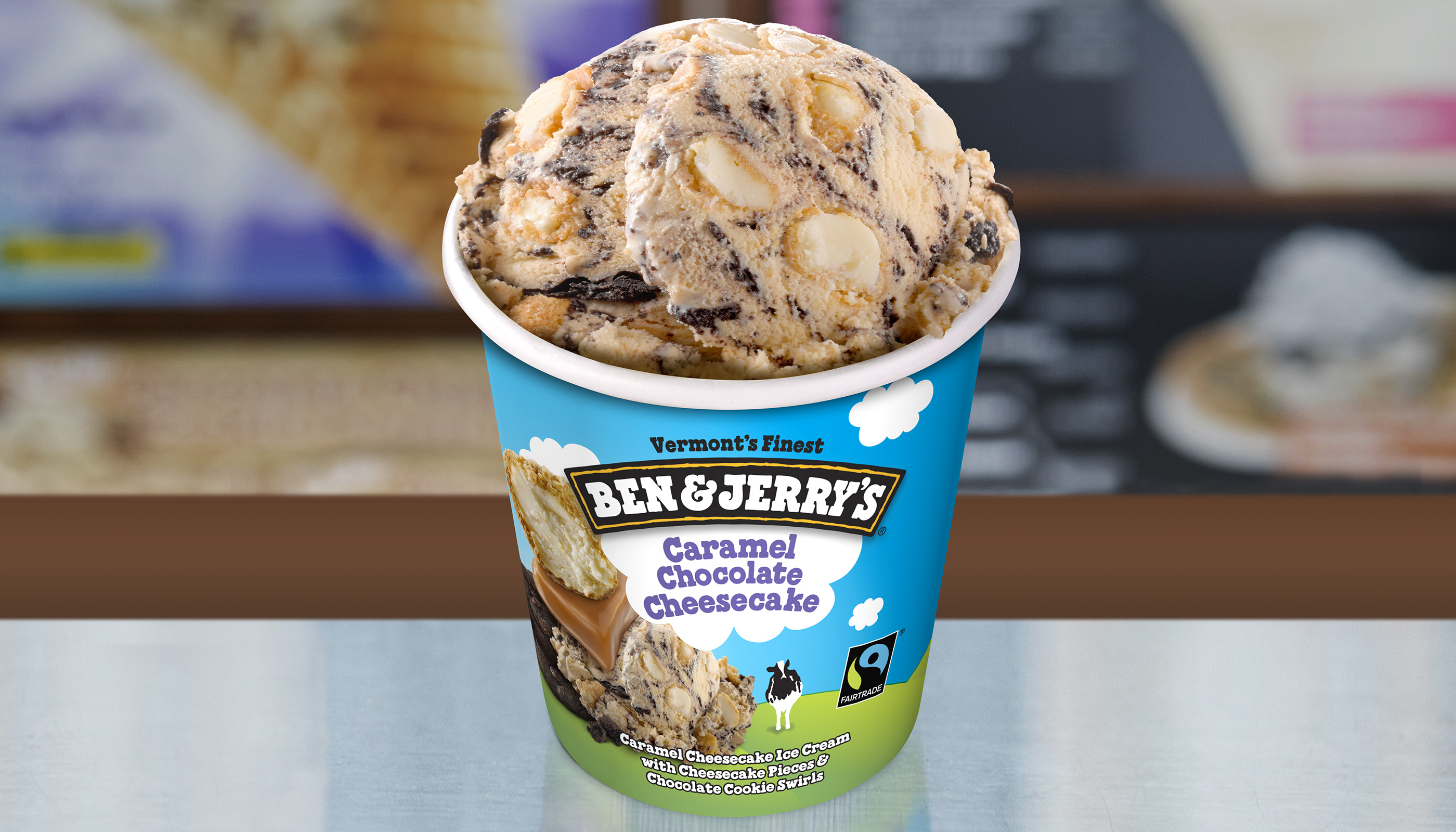 Order Caramel Chocolate Cheesecake food online from Ben & Jerry's store, Plano on bringmethat.com