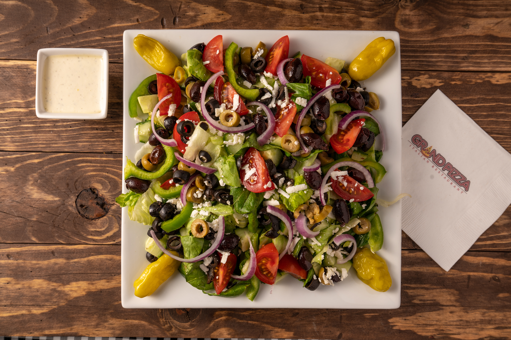 Order Greek Salad food online from Grand Pizza store, Las Vegas on bringmethat.com