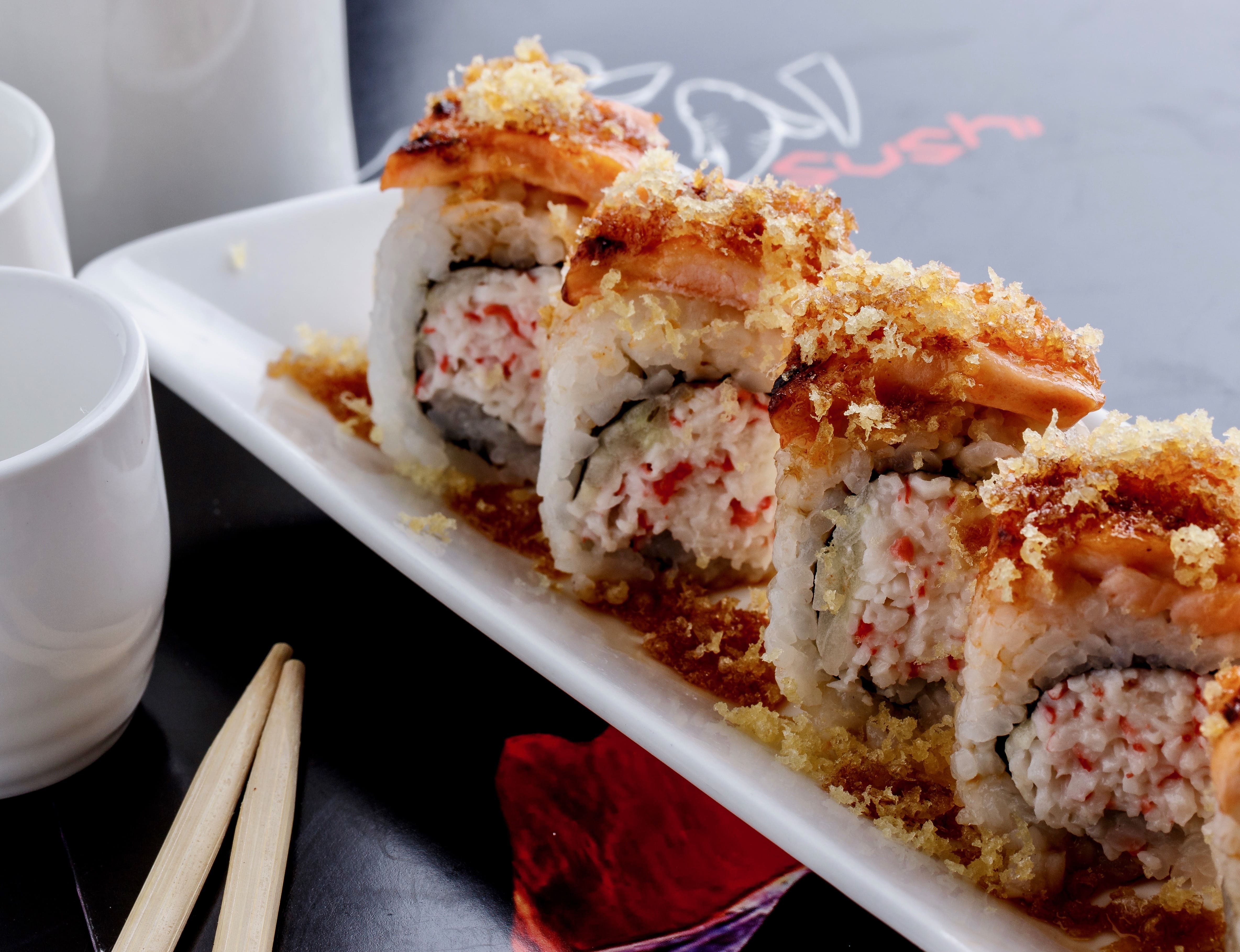 Order Baked Salmon Roll food online from Koi Japanese Sushi Bar & Lounge store, Beaumont on bringmethat.com