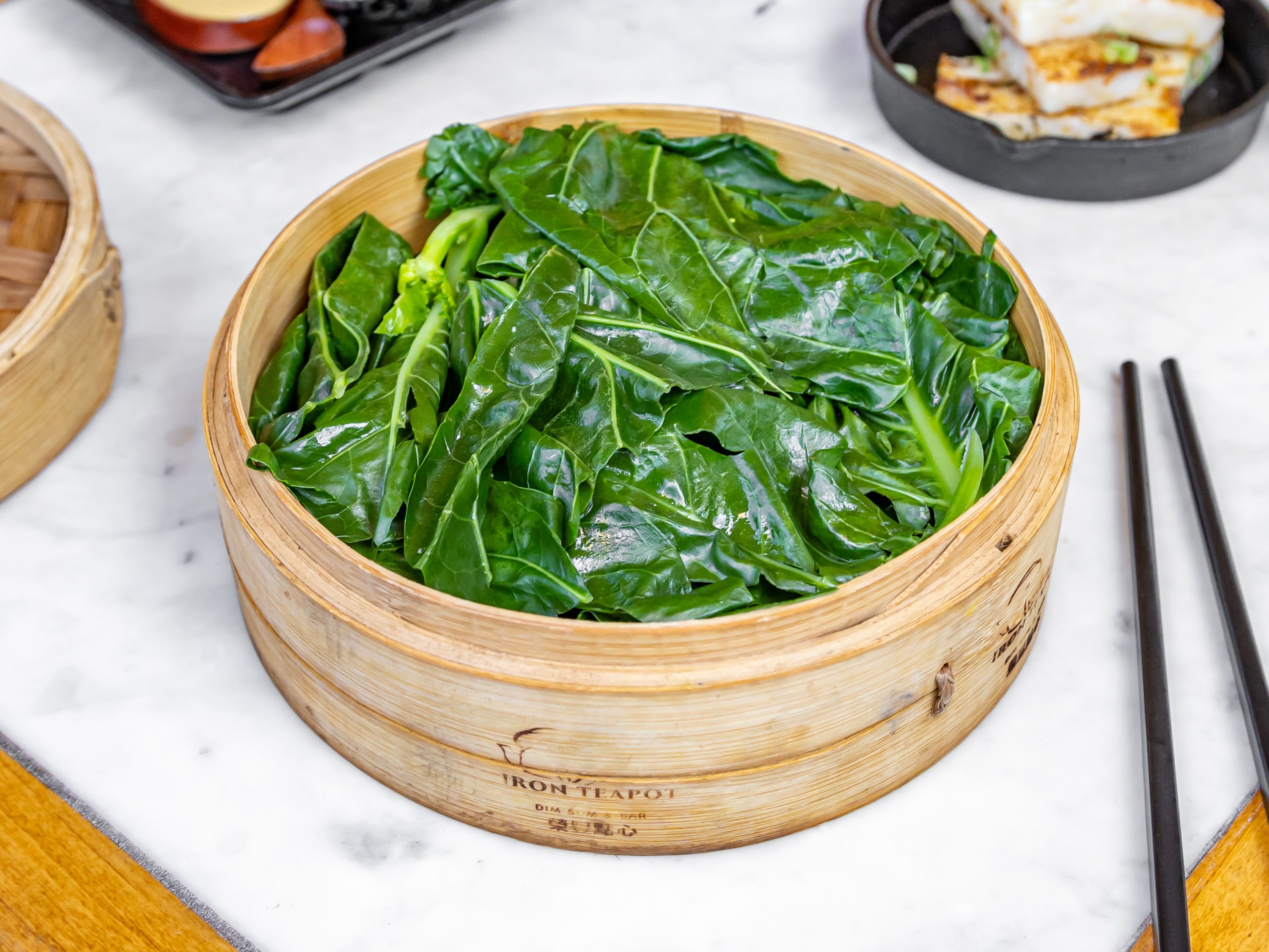 Order Steamed Chinese Broccoli with Vegan Oyster Sauce food online from Iron Teapot Dim Sum store, Los Angeles on bringmethat.com