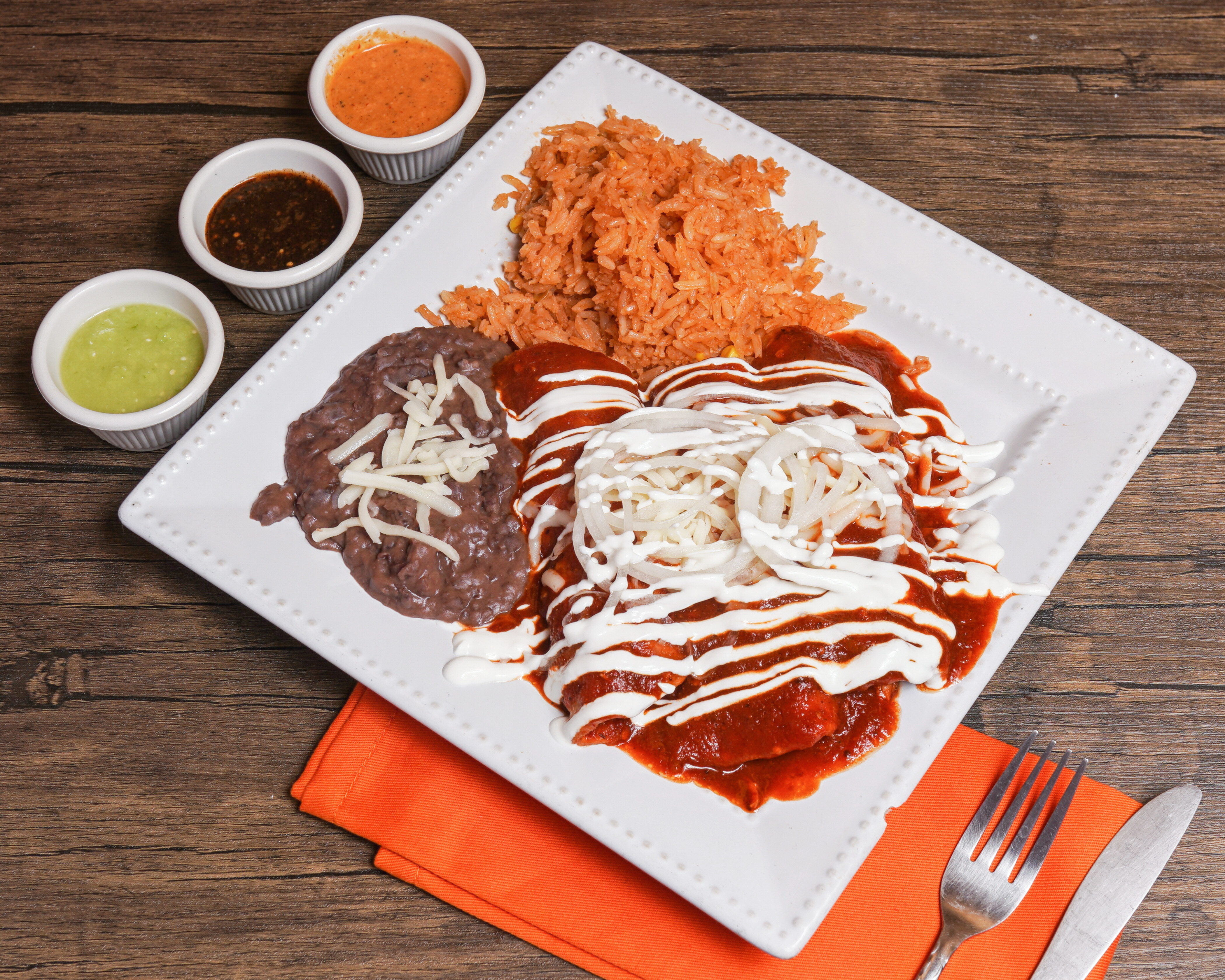 Order 7. "Enchiladas" Combo food online from Totopos Mexican Restaurant store, Naperville on bringmethat.com