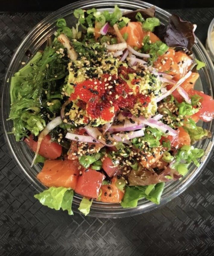 Order Salmon Lover Signature Bowl Free Drink food online from Pokeport Corona store, Corona on bringmethat.com