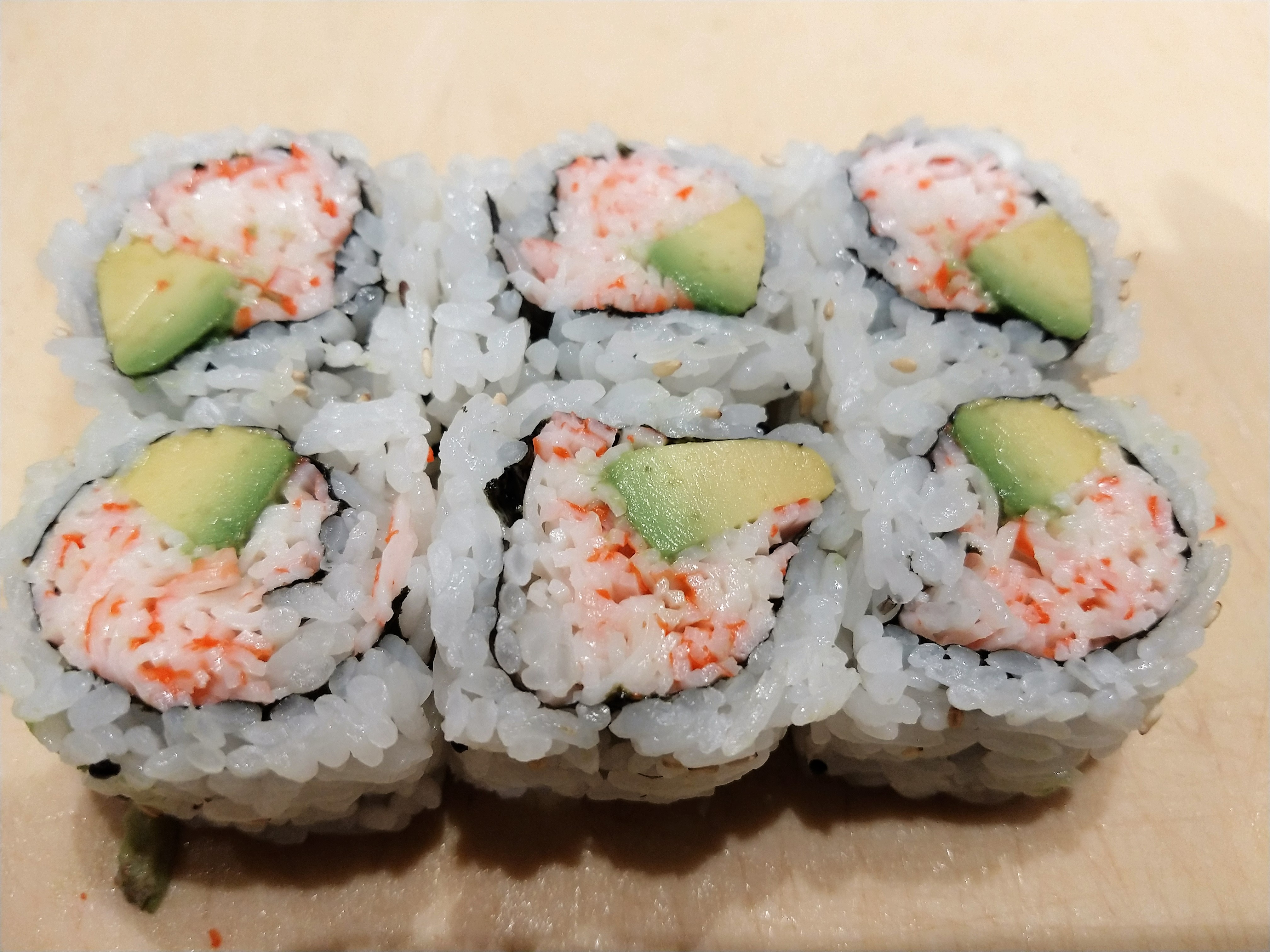 Order California Roll (6pcs) food online from Rainbow Sushi store, Germantown on bringmethat.com