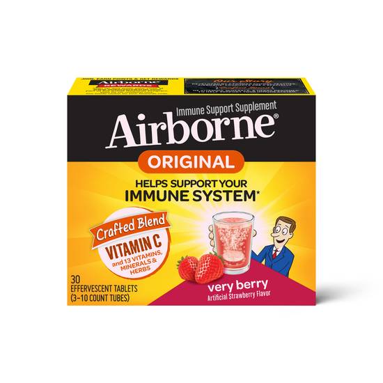 Order Airborne Immune Support Supplement Effervescent Very Berry Tablets (10 ct x 3 ct) food online from Rite Aid store, Palm Desert on bringmethat.com
