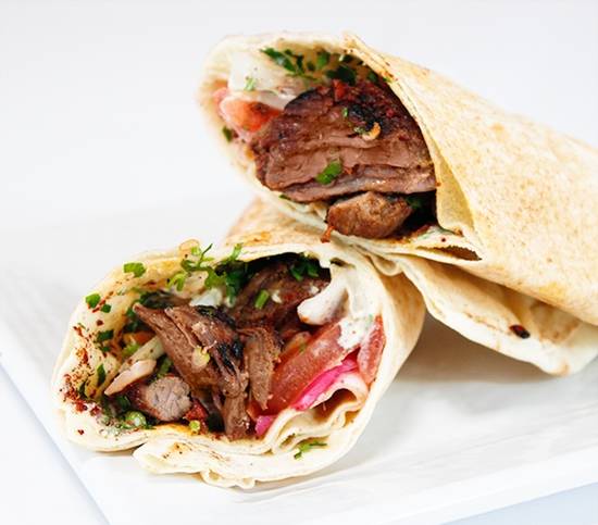Order Beef Kebab Wrap food online from Sunnin Lebanese Cafe store, Los Angeles on bringmethat.com