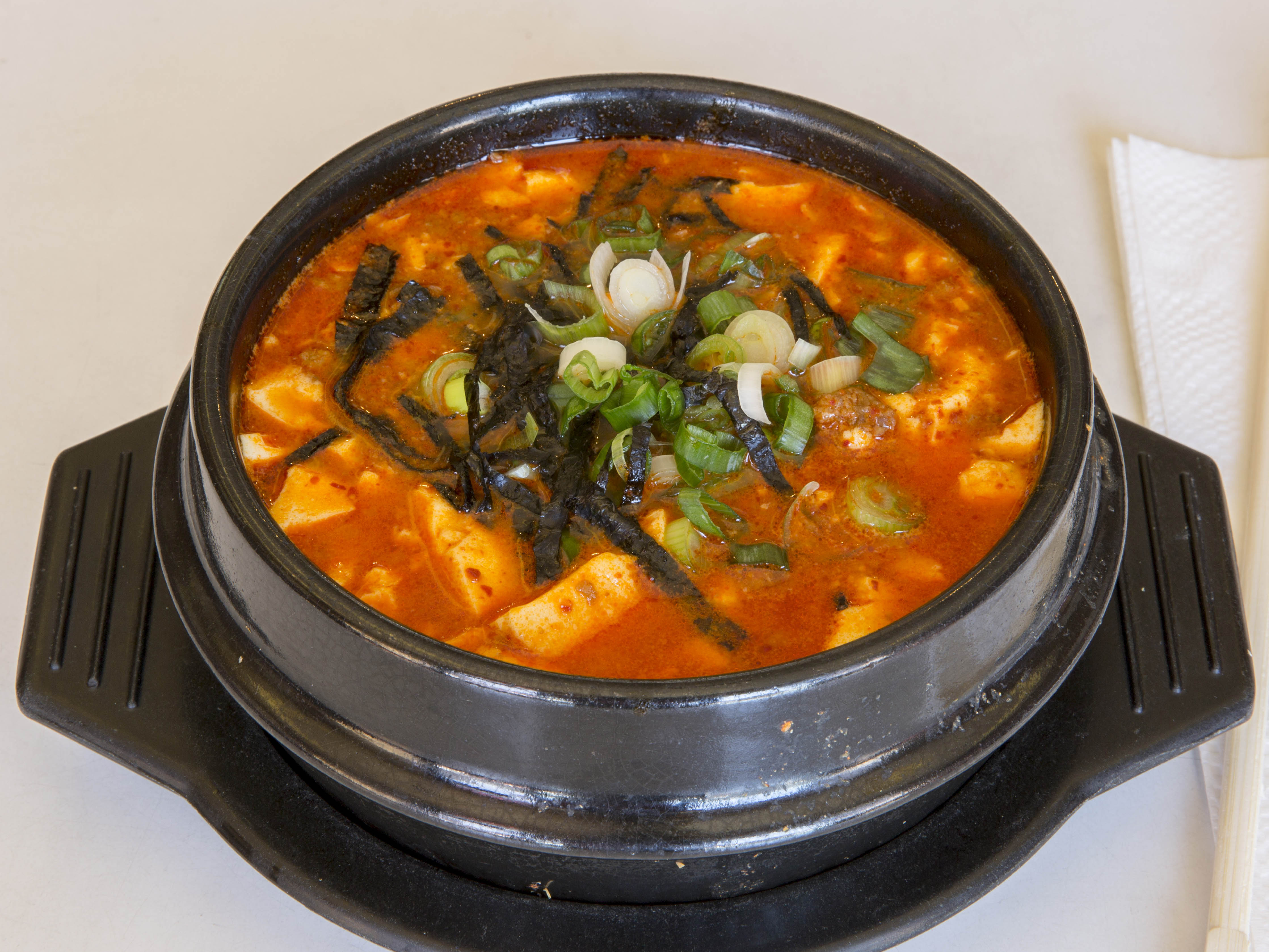 Order G-20A. Soft Tofu Stew (순두부찌개/嫩豆腐汤) food online from Restaurant Namsan store, Los Angeles on bringmethat.com