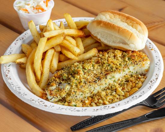 Order Baked Haddock Dinner food online from The Beach Plum store, Portsmouth on bringmethat.com