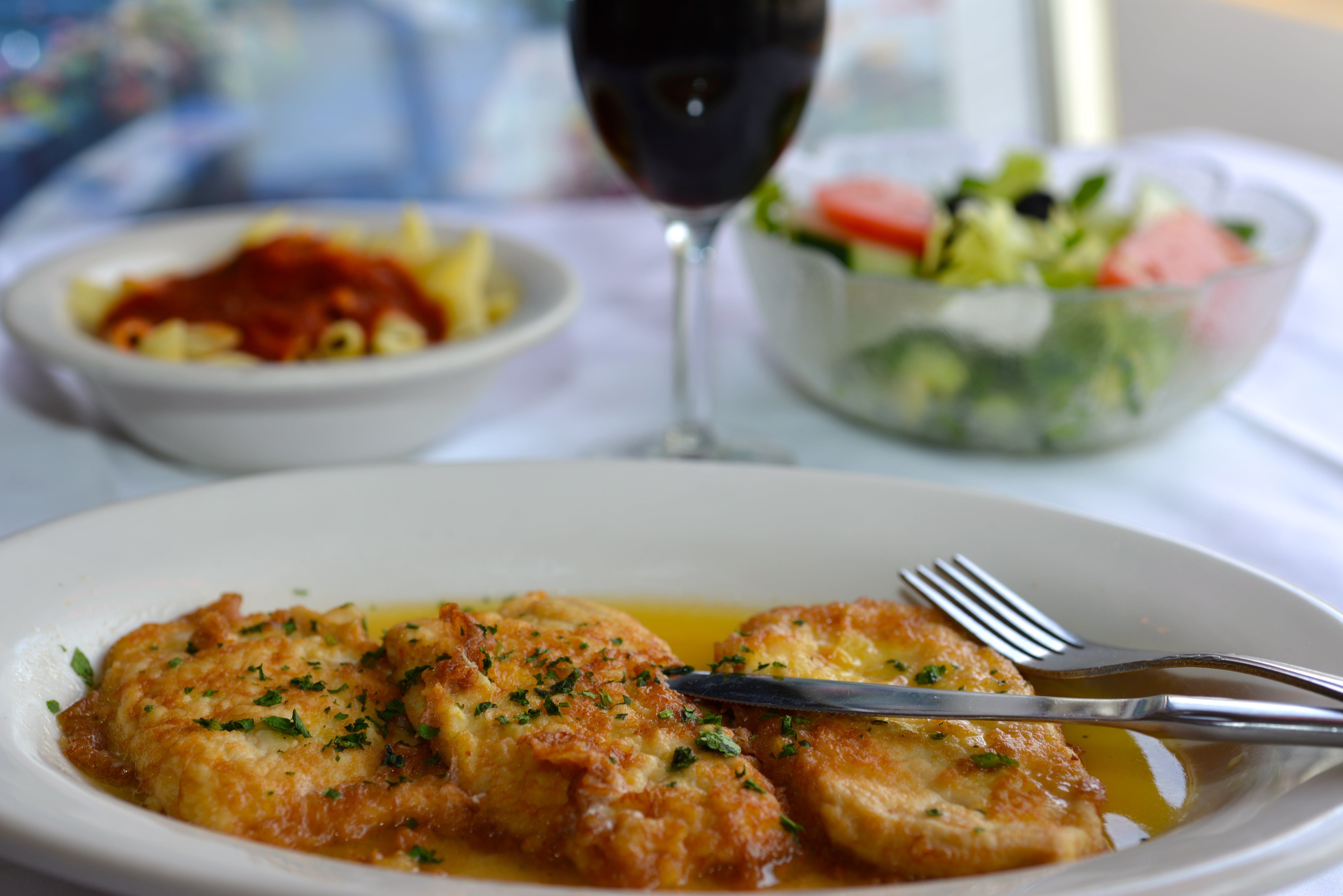 Order Chicken Francese Lunch - Entree food online from Angelina's Trattoria store, Westport on bringmethat.com