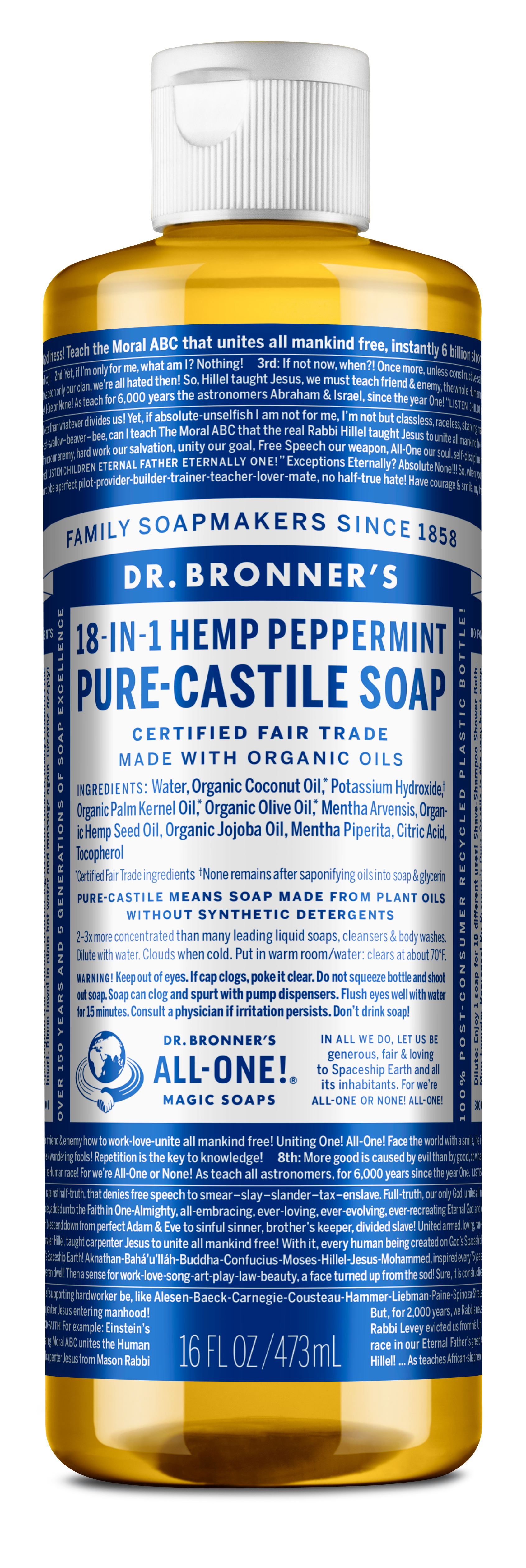 Order Dr. Bronner's Peppermint Pure-Castile soap, 16 fl oz food online from Rite Aid store, MILLER PLACE on bringmethat.com