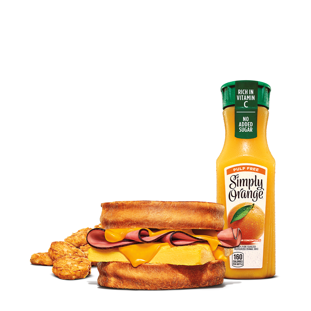 Order Cheesy Ham and Egg Breakfast Melt Meal food online from Burger King store, Urbana on bringmethat.com