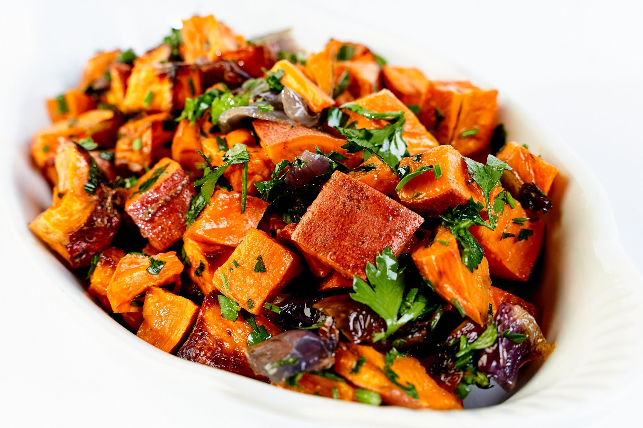Order Side of Roasted Sweet Potatoes with Caramelized Onions food online from Bronze Cafe store, Las Vegas on bringmethat.com