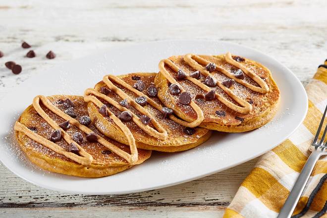 Order Pumpkin Chocolate Chip Pancake food online from Huddle House store, Suffolk on bringmethat.com