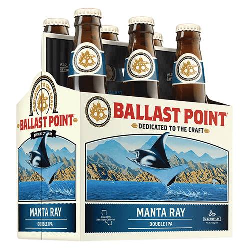 Order Ballast Point Manta Ray Double IPA - 12 oz Bottles/6 Pack food online from Bottle Shop & Spirits store, Los Alamitos on bringmethat.com
