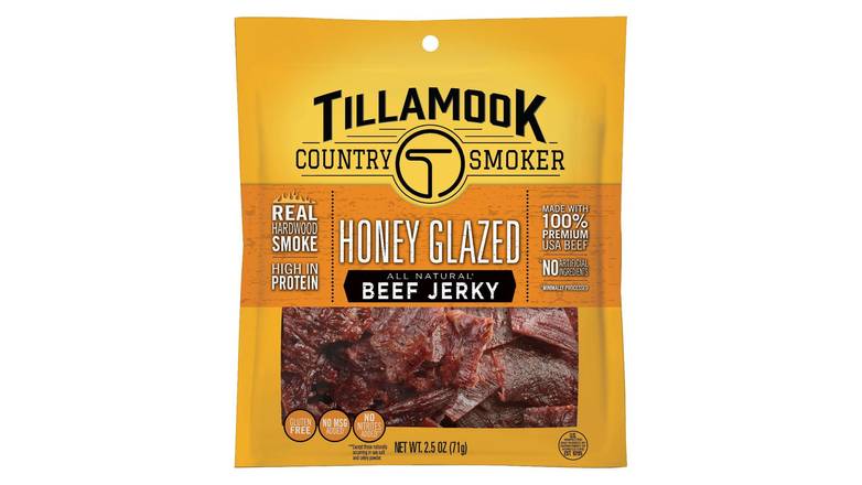 Order Tillamook Honey Glazed Beef Jerky food online from Trumbull Mobil store, Trumbull on bringmethat.com
