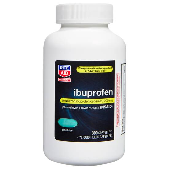 Order Rite Aid Ibuprofen Softgels 200mg (300 ct) food online from Rite Aid store, PITTSBURGH on bringmethat.com