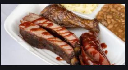 Order 3 Meat Plate food online from Guillorys Bar B Que store, Houston on bringmethat.com