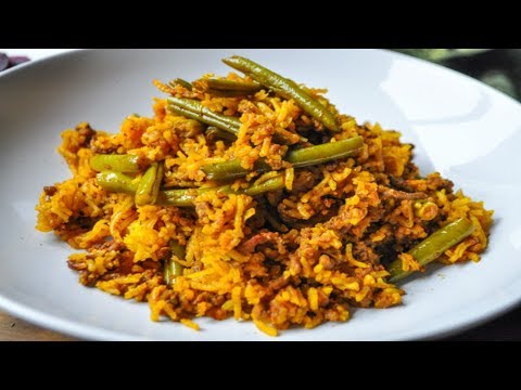 Order Lubia Polo (green bean rice) food online from Pars Persian Cuisine store, Scottsdale on bringmethat.com