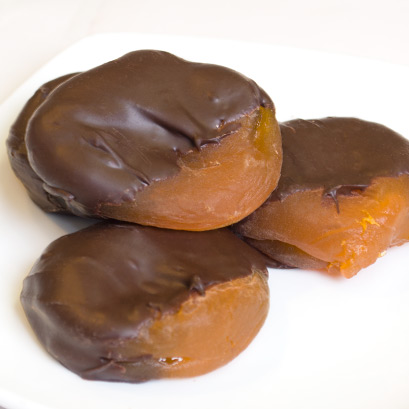 Order Dark Chocolate Australian Apricots food online from The Fudge Pot store, Chicago on bringmethat.com