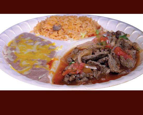 Order Bistec Ranchera Plate food online from Mario's Taco Shop store, Chula Vista on bringmethat.com