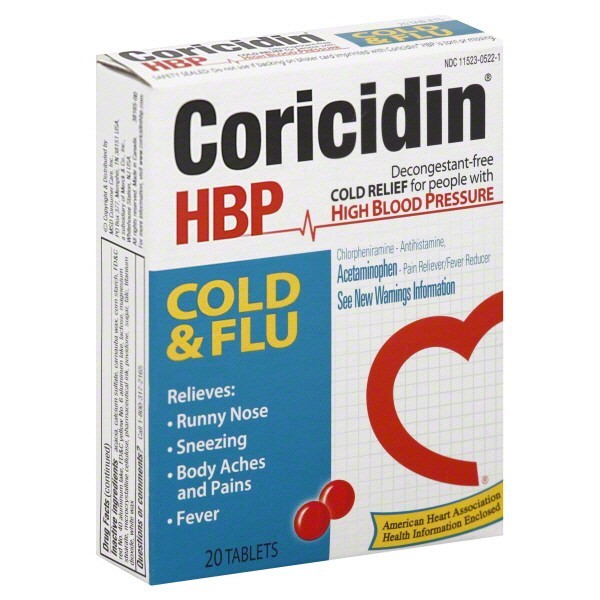 Order Coricidin HBP Cold & Flu Tablets - 20 ct food online from Rite Aid store, SUFFOLK on bringmethat.com