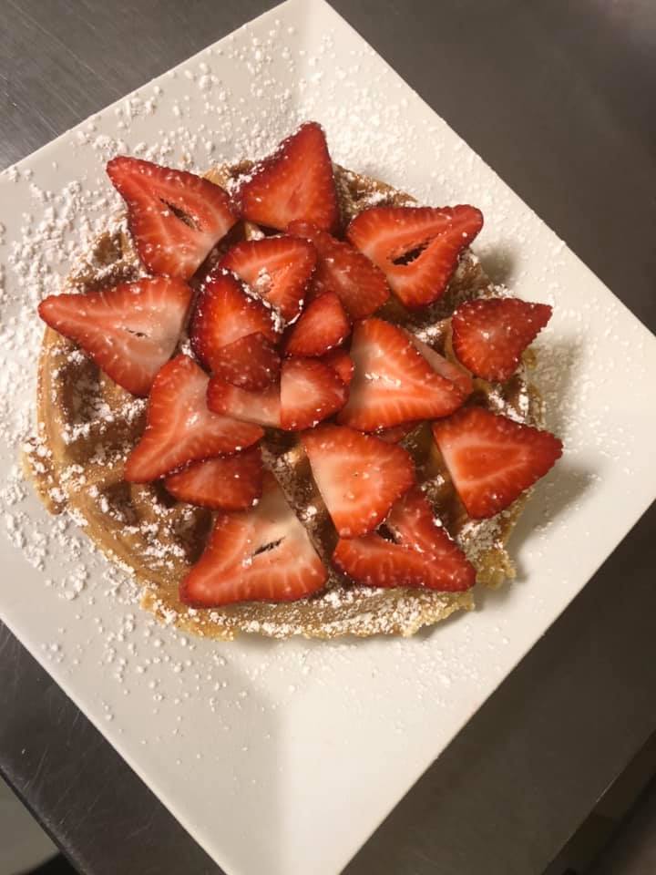 Order Waffle with Strawberry Breakfast food online from Angel Restaurant store, Wilmington on bringmethat.com