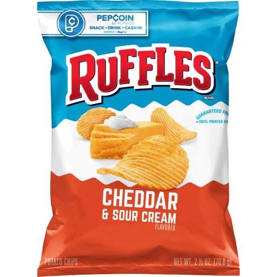 Order Ruffles Potato Chips Cheddar & Sour Cream Flavored (2.5 oz) food online from Rite Aid store, Yamhill County on bringmethat.com