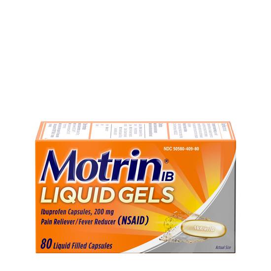 Order Motrin IB Ibuprofen Liquid Gels 200 mg (80 ct) food online from Rite Aid store, Newfane on bringmethat.com