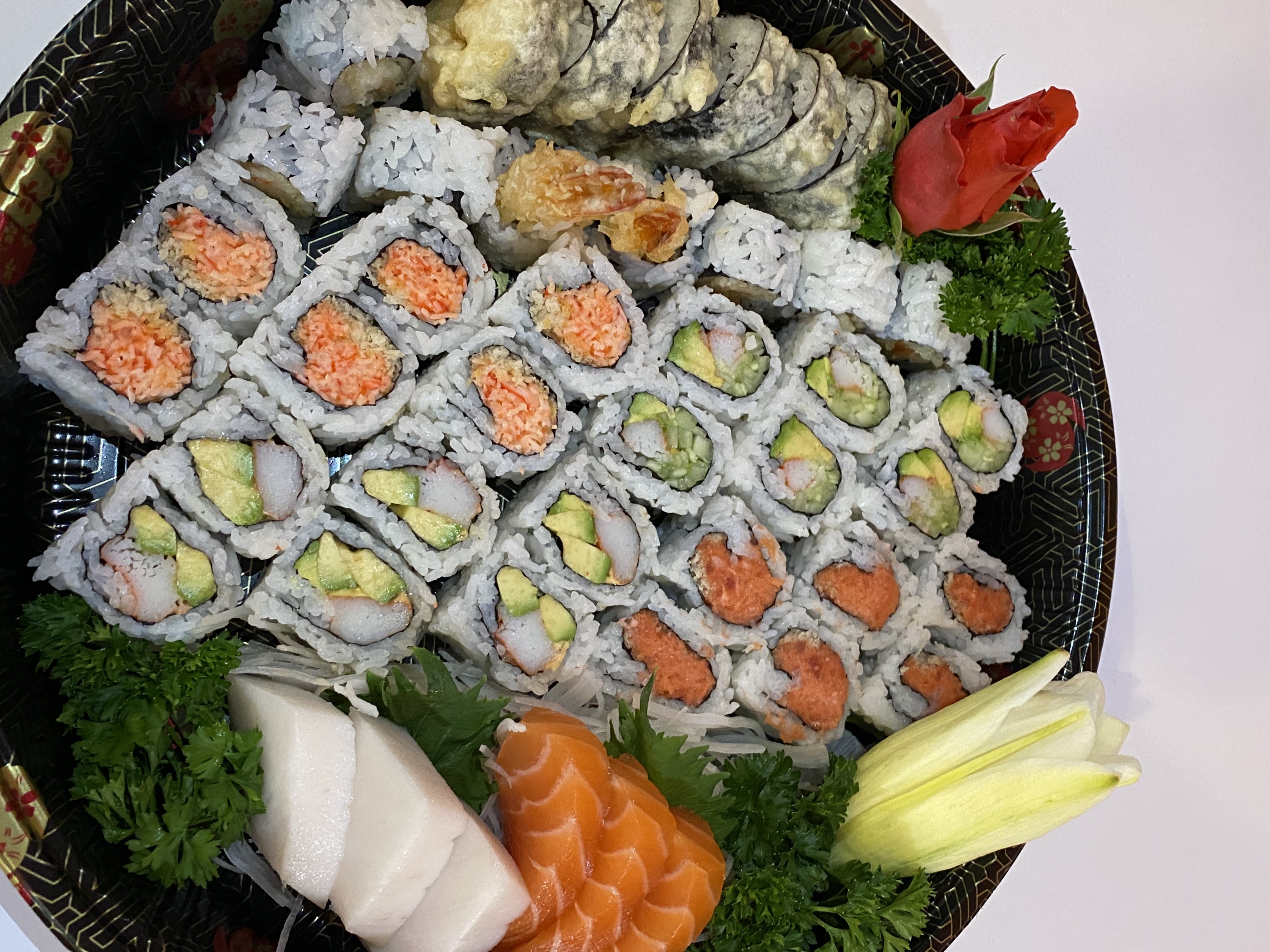 Order Party Tray Rolls & Sashimi #7 food online from Kyoto Japanese Restaurant store, Cincinnati on bringmethat.com