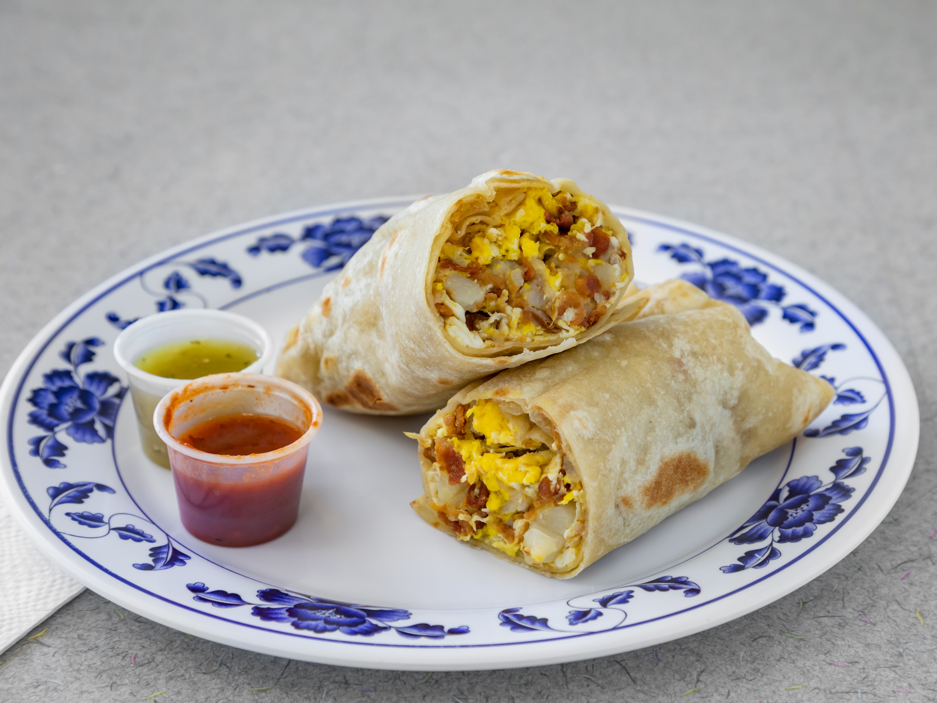 Order Bacon and Eggs Burrito food online from Alfredo Mexican Food store, los angeles on bringmethat.com