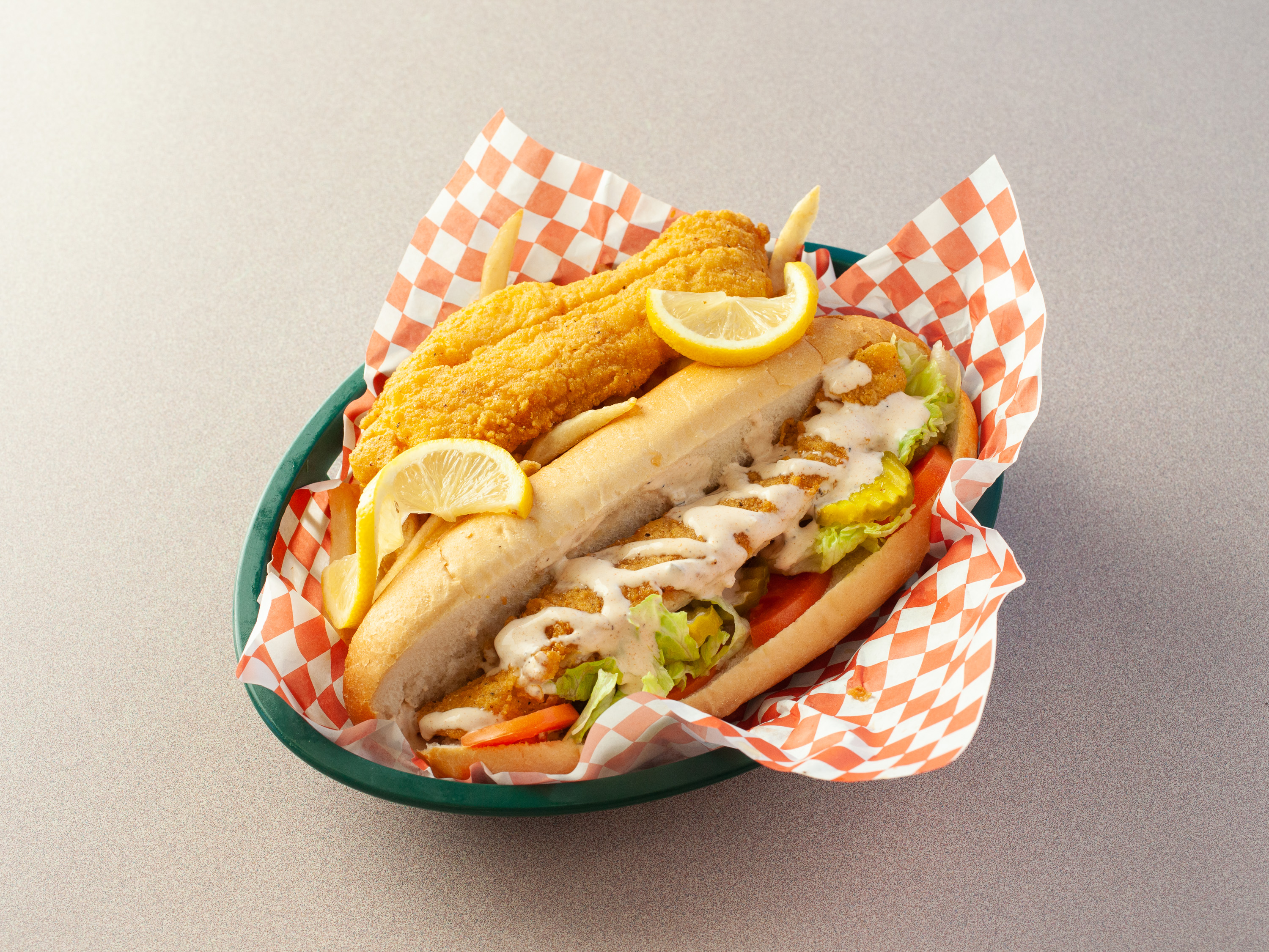 Order Grilled Fish Po'Boy food online from Sam's Southern Eatery store, Durham on bringmethat.com