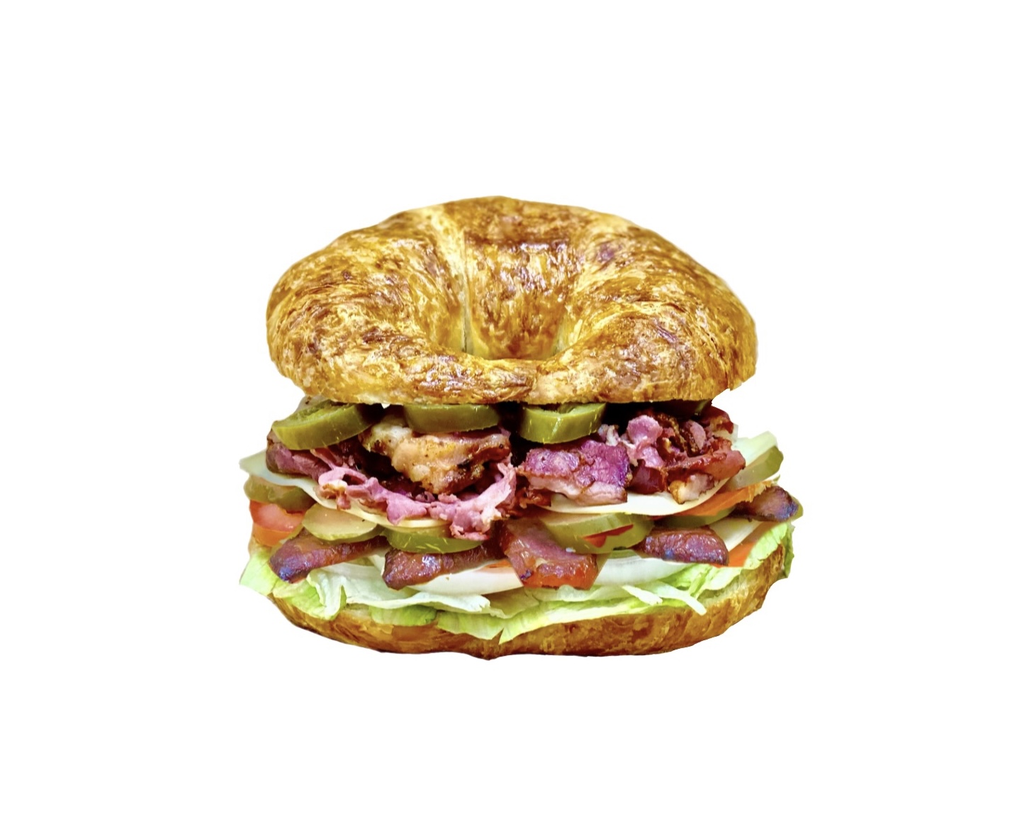 Order L-18 Sausage & Pastrami & Cheese Croissant food online from K-Inn Donuts store, Paramount on bringmethat.com