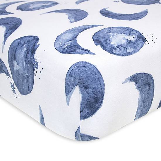 Order Burt's Bees Baby® Hello Moon Organic Cotton Fitted Crib Sheet in Indigo food online from Bed Bath & Beyond store, Lancaster on bringmethat.com