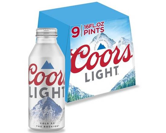 Order Coors Light Aluminum 9 Pack 16oz food online from Chevron store, San Marcos on bringmethat.com
