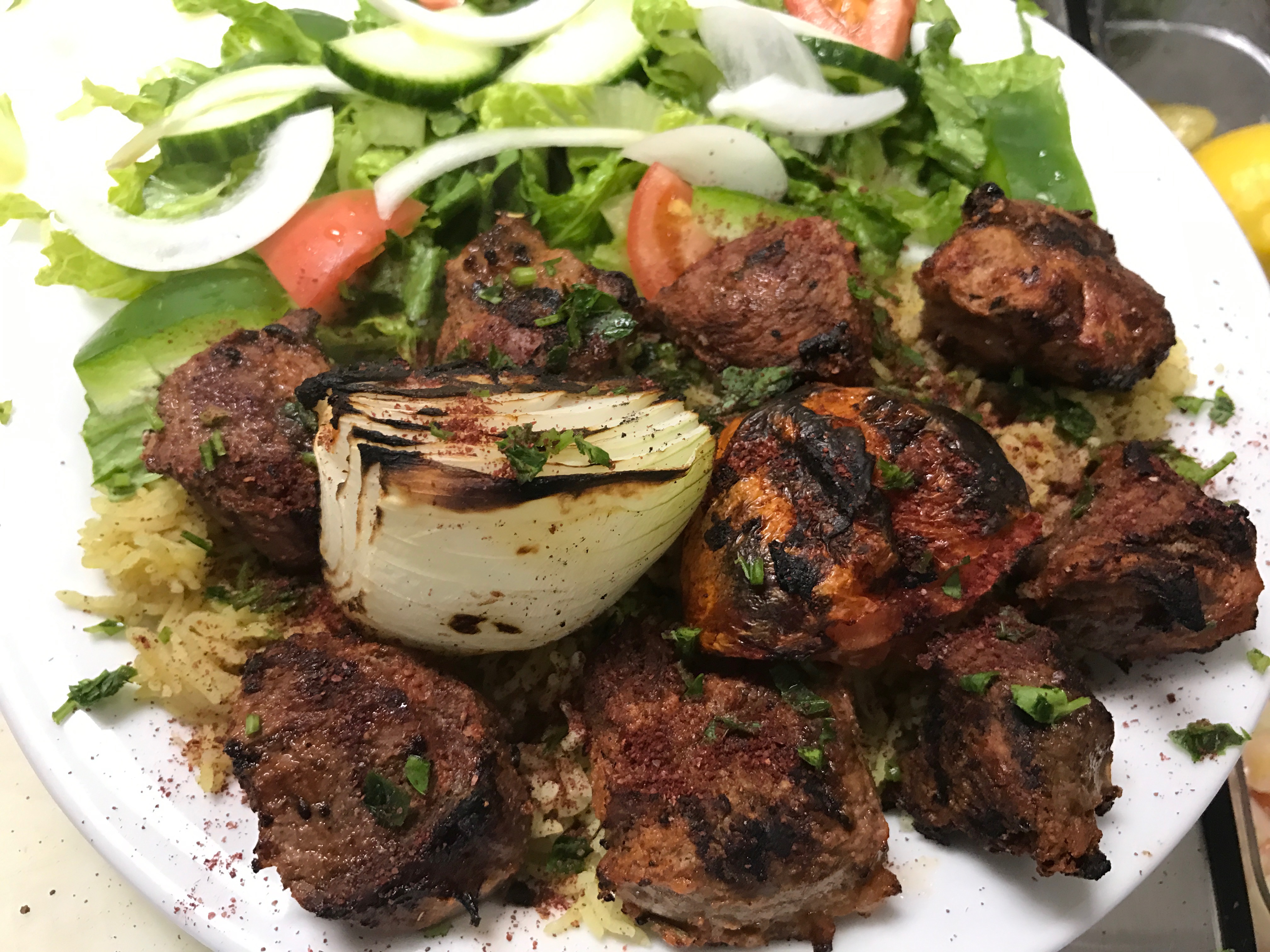 Order Beef Shish Kabob food online from Alzaytuna Grill store, Cincinnati on bringmethat.com