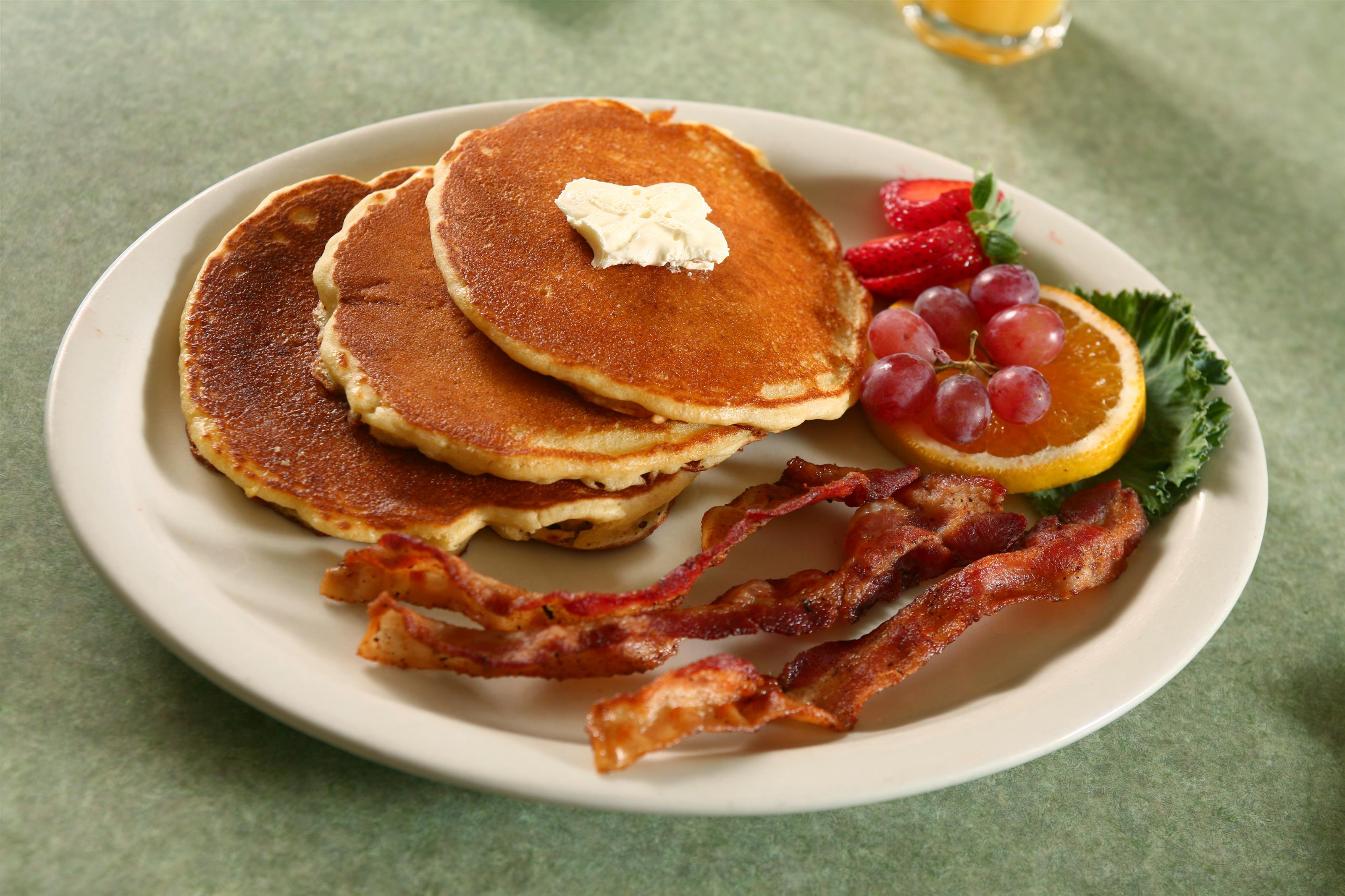 Order Pancakes with Bacon food online from Magnolia's At 26th store, Myrtle Beach on bringmethat.com