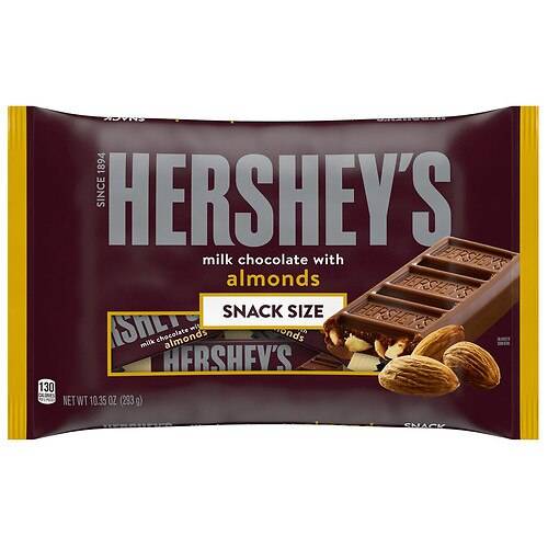 Order Hershey's Halloween Snack Size Candy with Almonds, Individually Wrapped, Small Bag Milk Chocolate with Almonds - 10.35 oz food online from Walgreens store, OLNEY on bringmethat.com