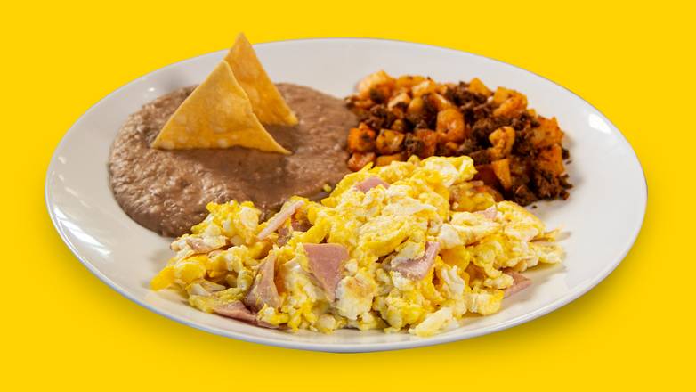 Order Ham & Egg Plate food online from Taco Palenque - Laredo store, Laredo on bringmethat.com