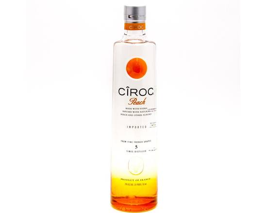 Order Ciroc Peach, 750mL vodka (35.0% ABV) food online from Ogden Wine & Spirit store, Naperville on bringmethat.com