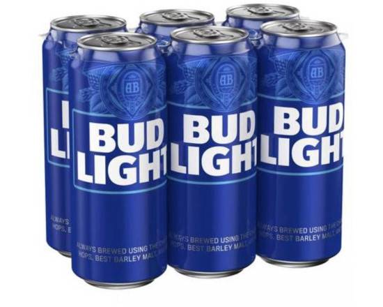 Order Bud Light, 6pk-16oz can beer (4.2% ABV) food online from Cold Spring Liquor store, Liberty Hill on bringmethat.com