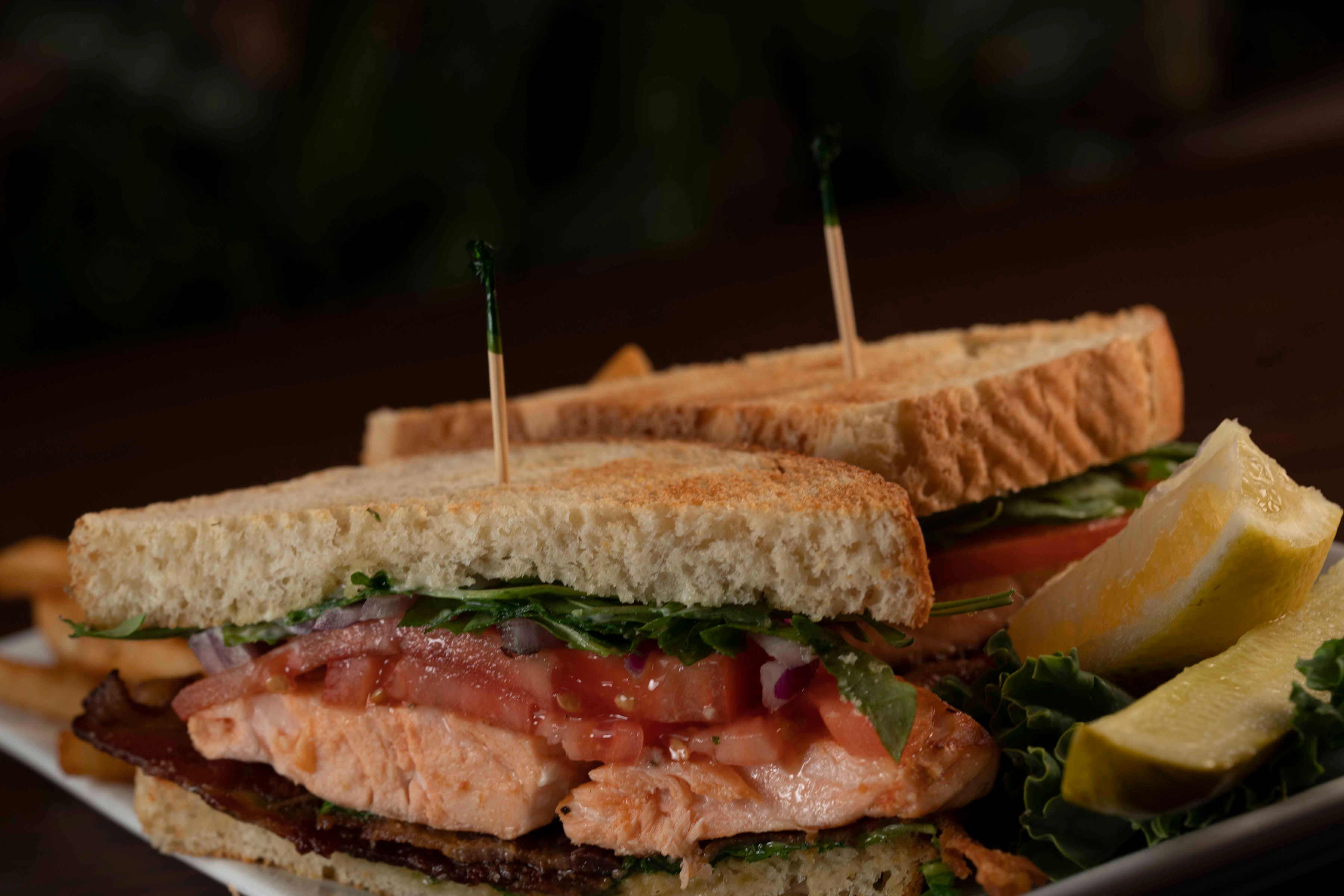 Order Grilled Salmon BLT Sandwich food online from Benvenuto's italian grill store, Madison on bringmethat.com