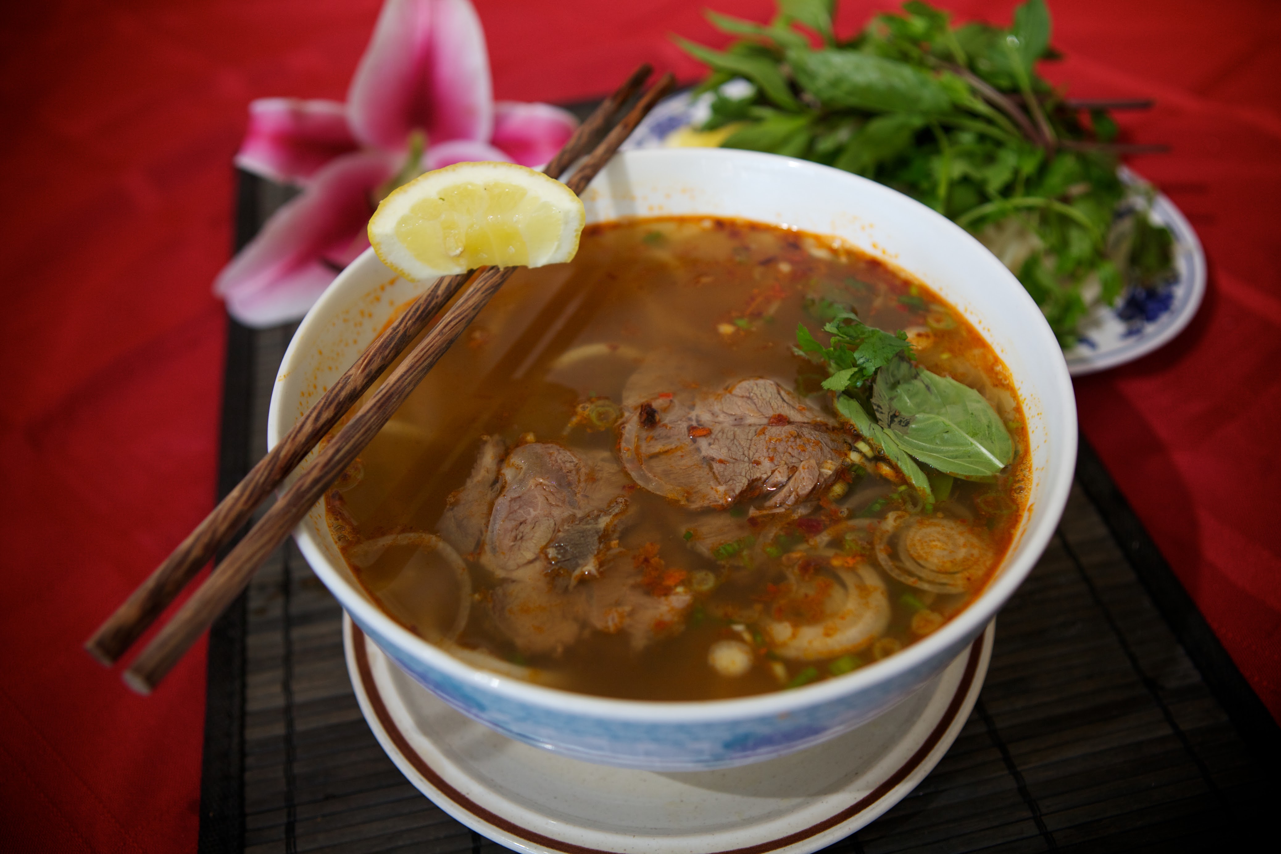 Order 26. Hot and Spicy Beef Noodle Soup food online from Le Paradis store, hayward on bringmethat.com