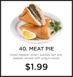 Order 40. Meat Pie food online from Mystic Grill store, La Mesa on bringmethat.com
