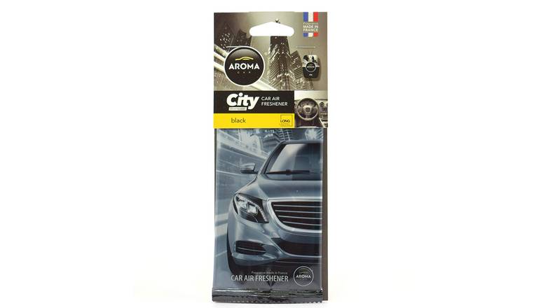 Order Aroma City Car Hanging Air Freshener Black Scent food online from Route 7 Food Mart store, Norwalk on bringmethat.com