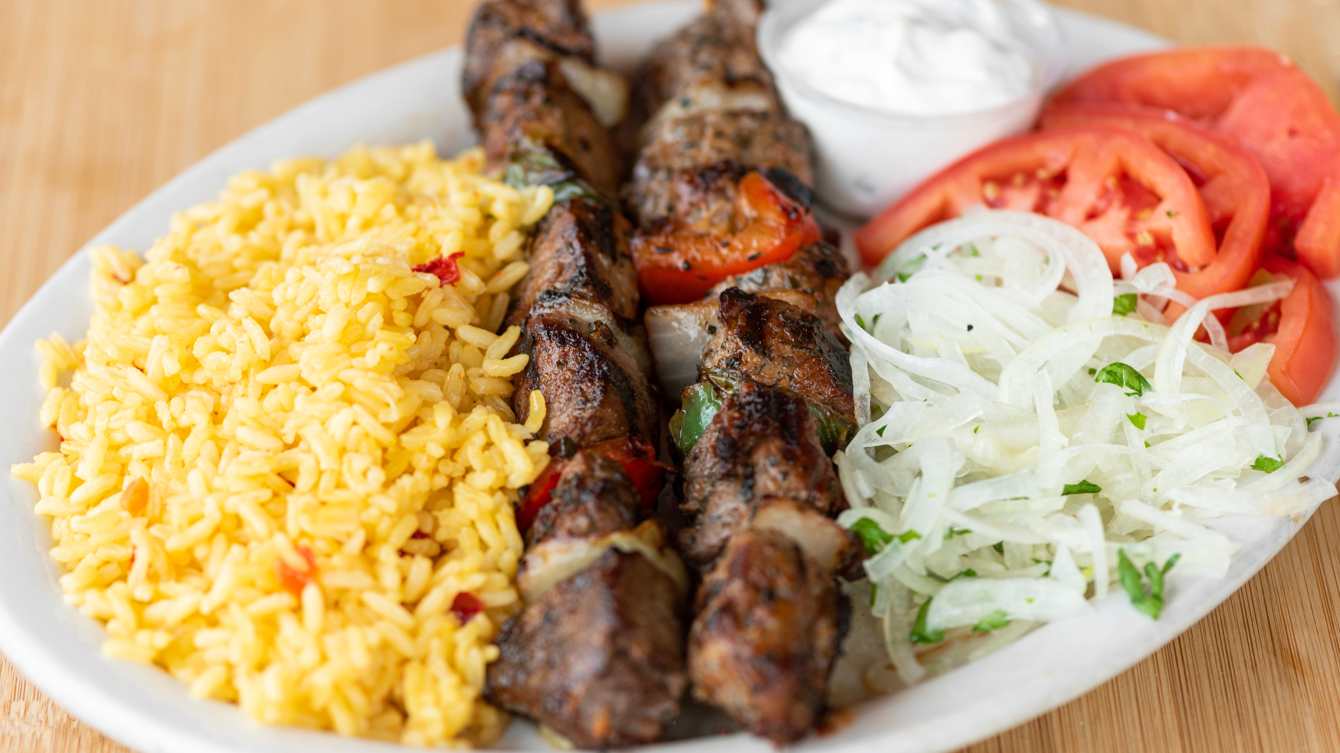 Order Beef Kabob Plate food online from Hub's store, Chicago on bringmethat.com