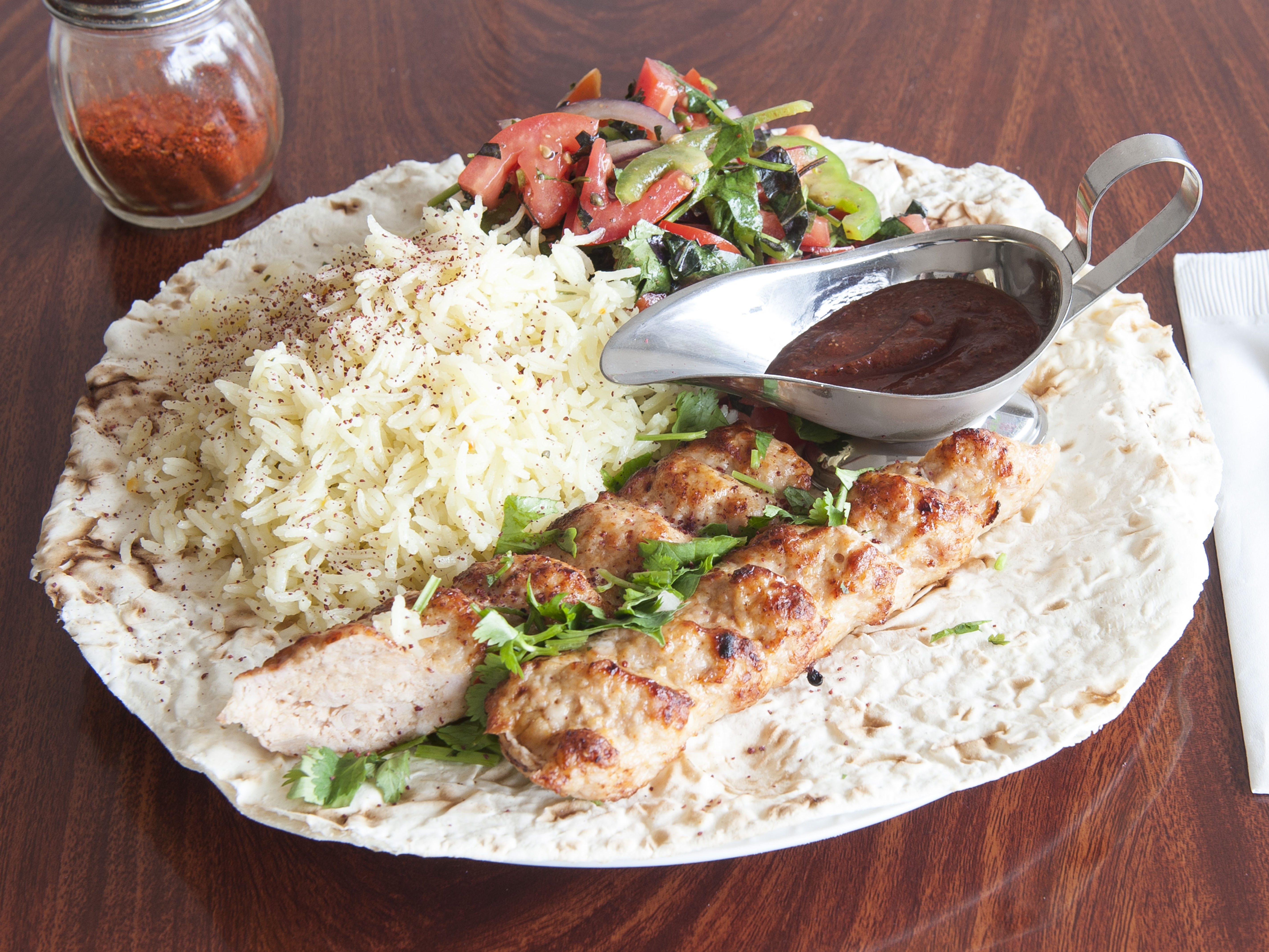 Order Chicken Luleh Kabob Plate food online from Pizza Italia store, North Hollywood on bringmethat.com