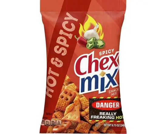 Order Chex Mix Snack Mix, Hot & Spicy 3.75oz food online from Amigos Halal Market store, Daly City on bringmethat.com