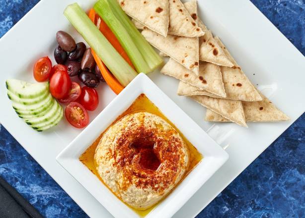 Order Hummus and Pita Plate food online from Blu Burger Grille store, Scottsdale on bringmethat.com