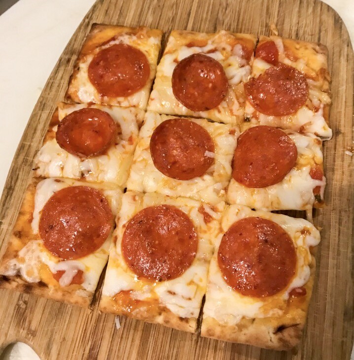 Order Kids Pepperoni Flatbread food online from La Bowls And Breads store, Los Angeles on bringmethat.com