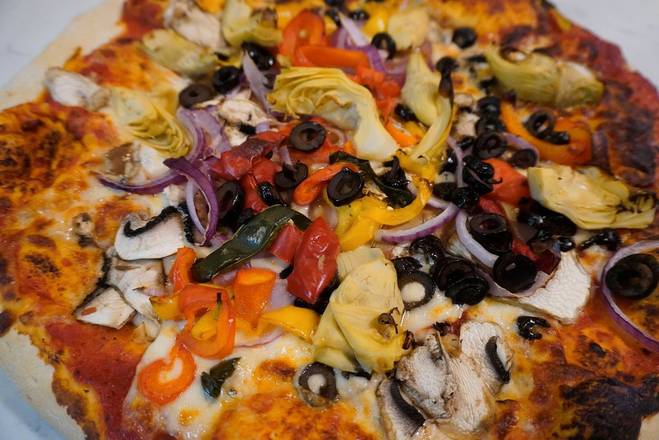 Order Veggie Pizza food online from Hasta La Pasta store, Katy on bringmethat.com