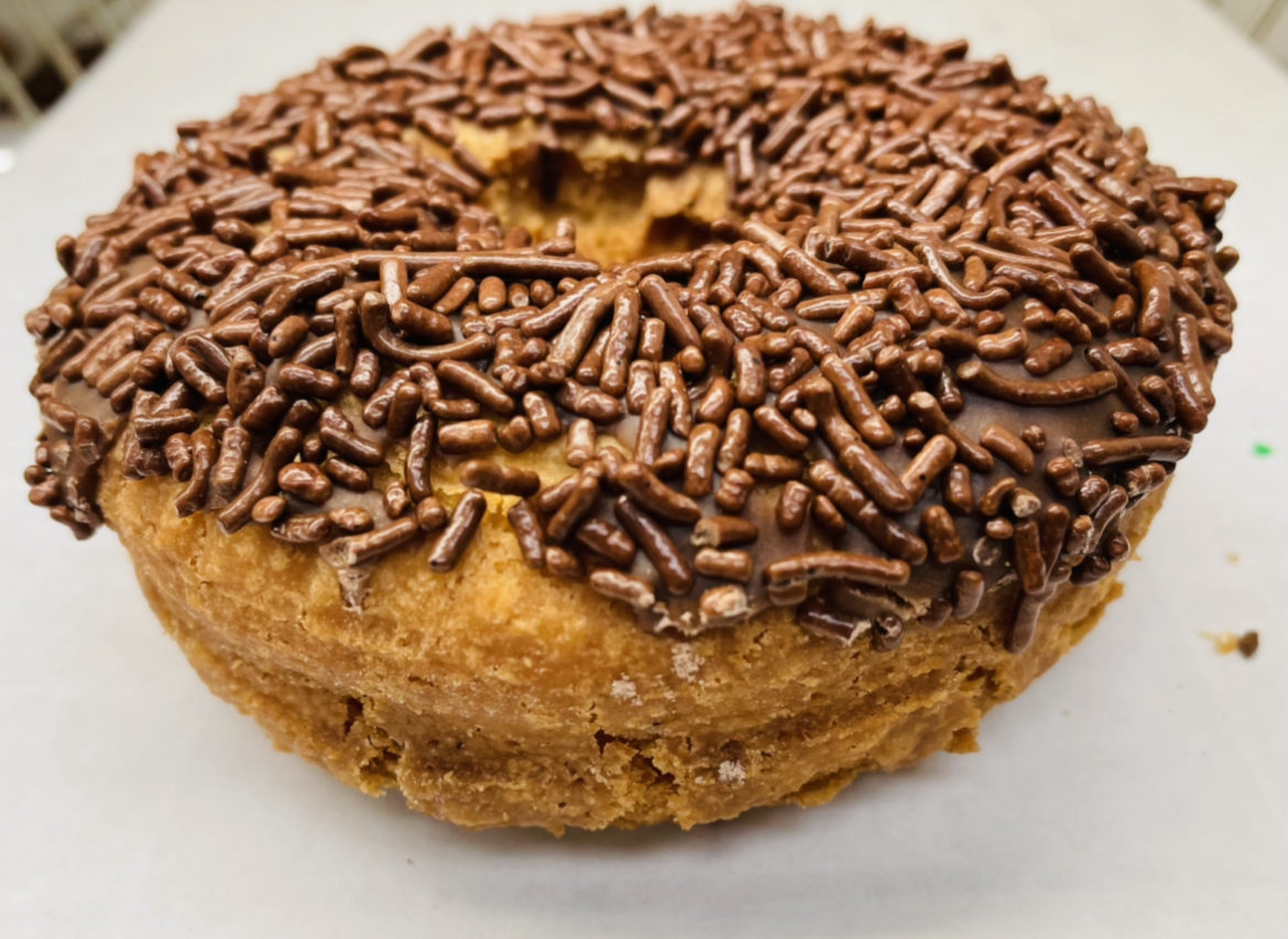 Order Chocolate Cake Donut w/ Chocolate Sprinkles food online from Boston Donuts store, Fitchburg on bringmethat.com